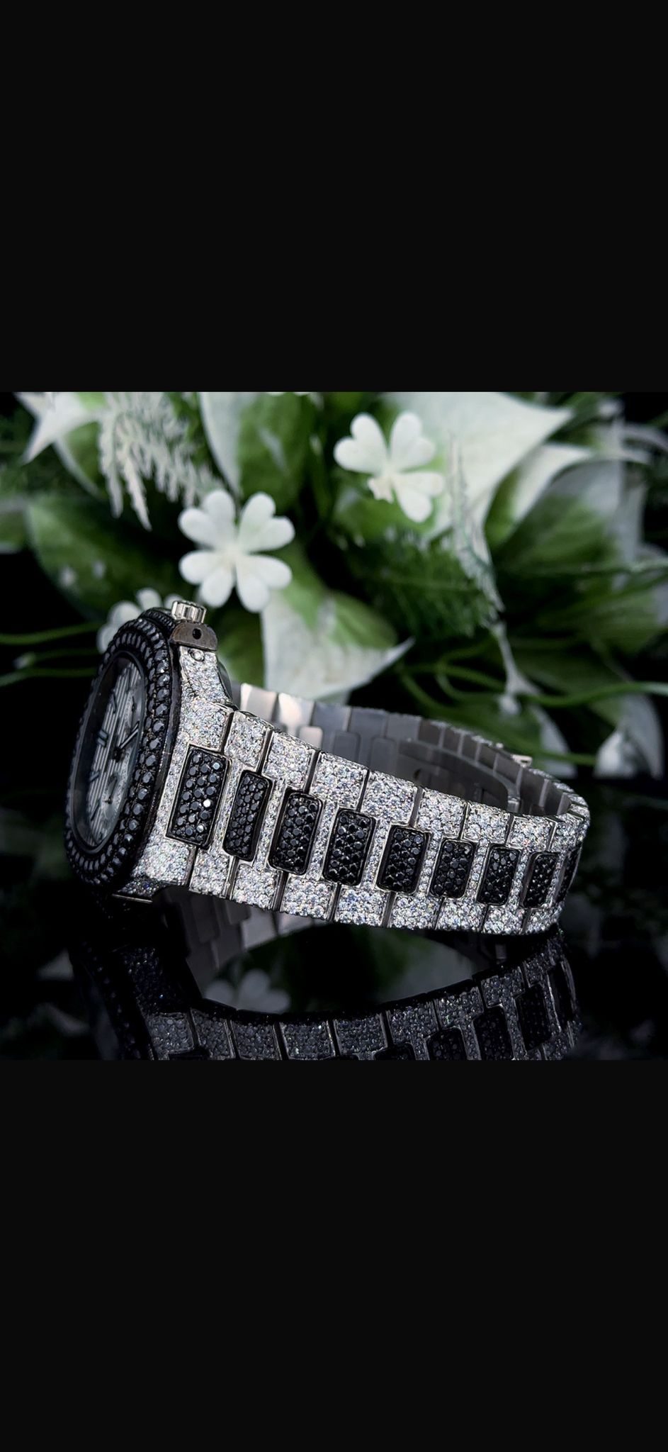 Stainless Steel 41mm 26 carat Moissanite Watch