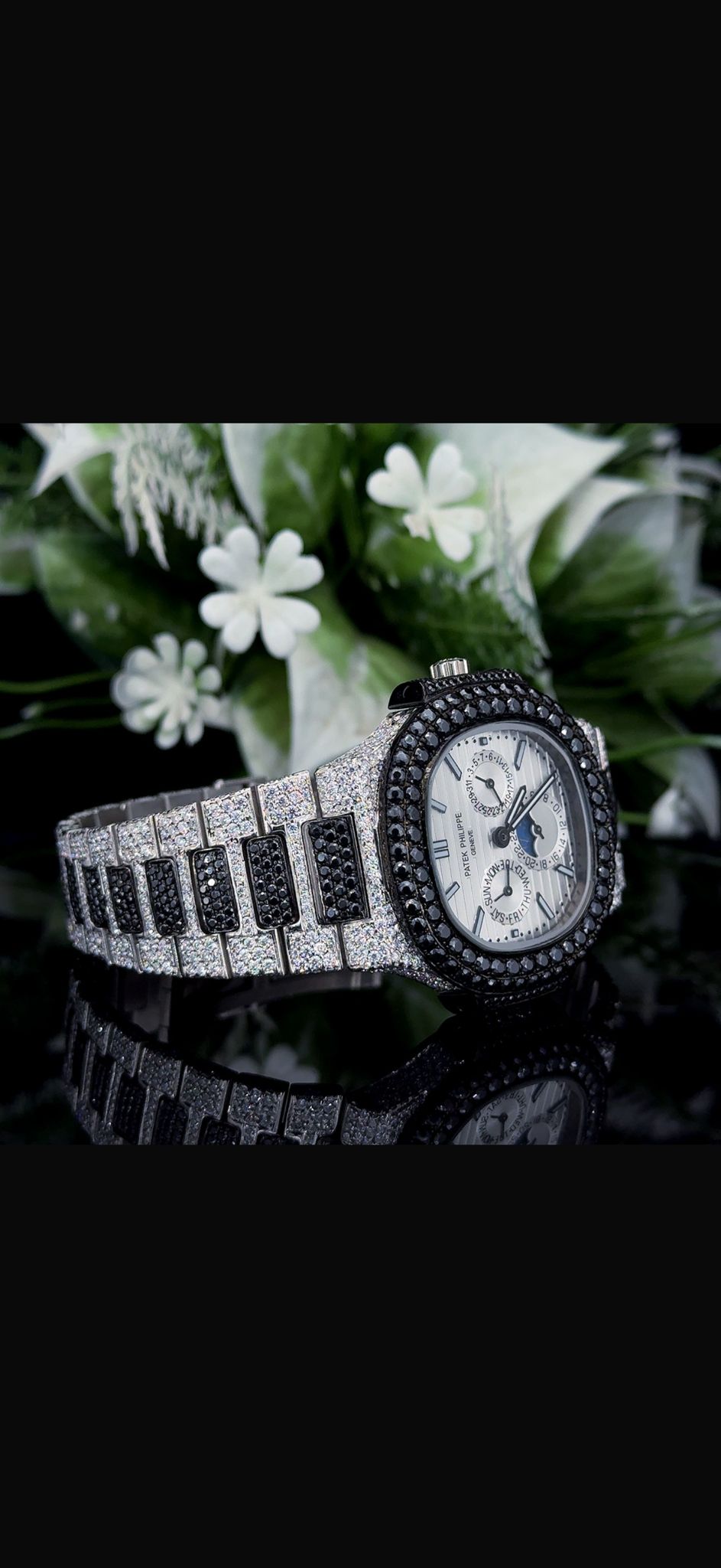 Stainless Steel 41mm 26 carat Moissanite Watch