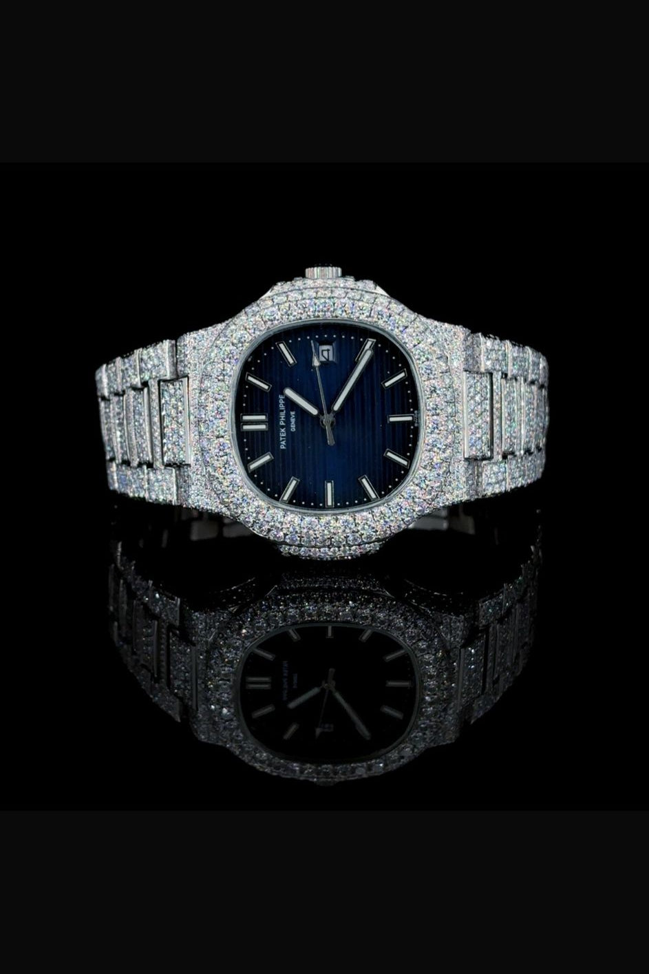 Stainless Steel 41mm 26 carat Moissanite Watch