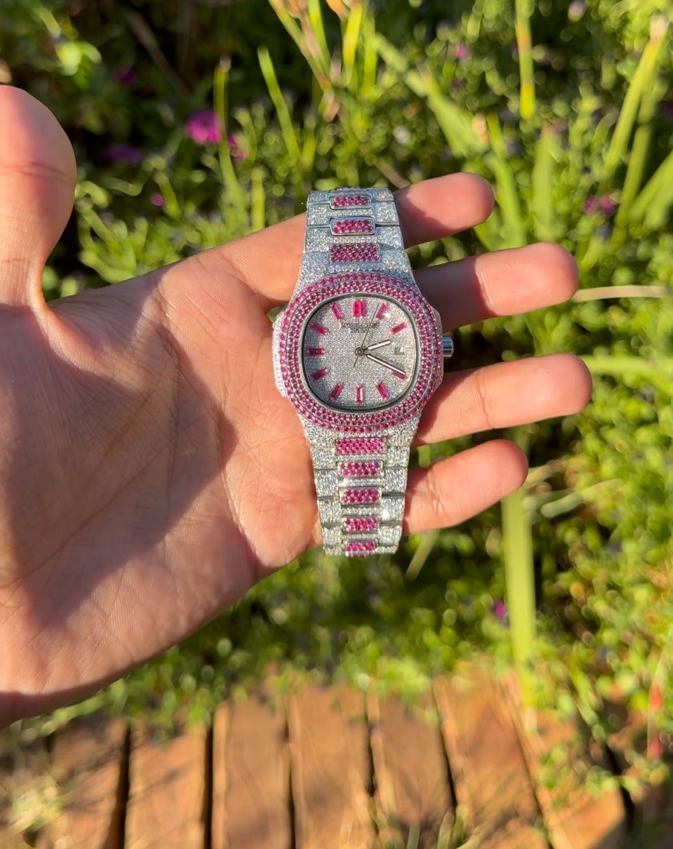 Stainless Steel 41mm 26 carat Moissanite Watch