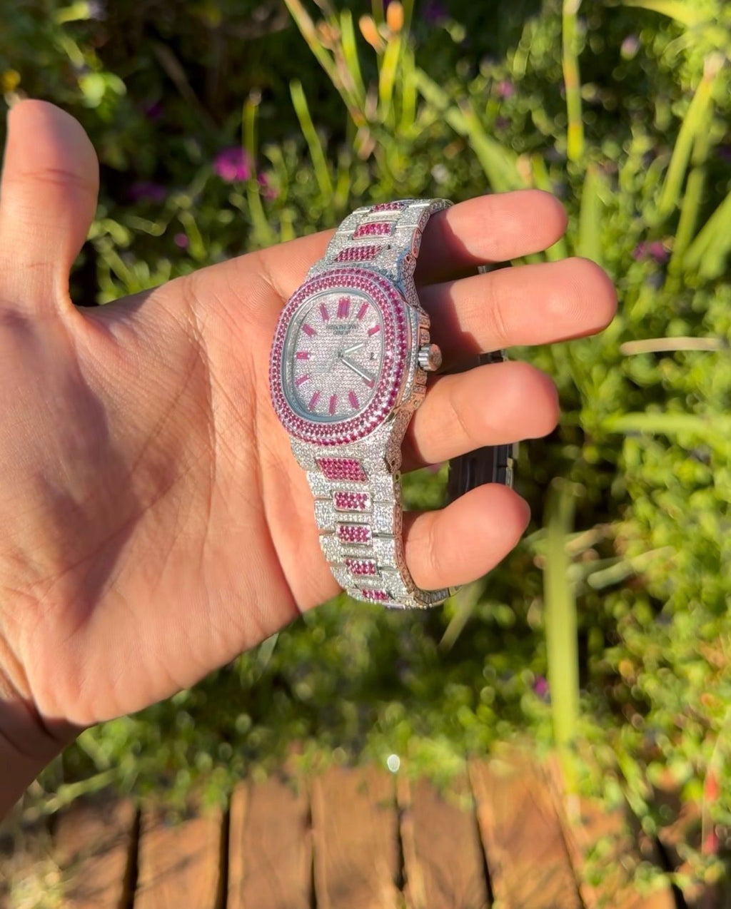 Stainless Steel 41mm 26 carat Moissanite Watch