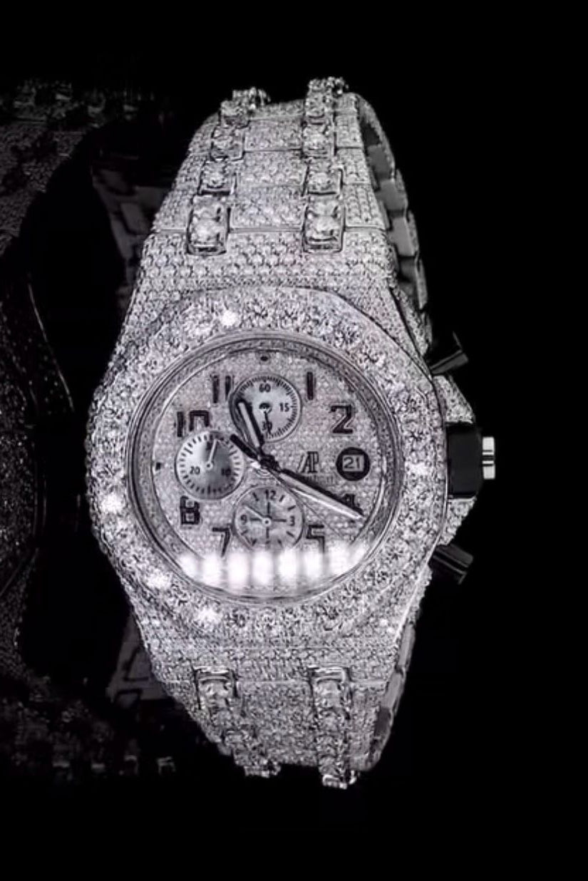 AP Fully  Stainless Steel 41mm Moissanite Watch